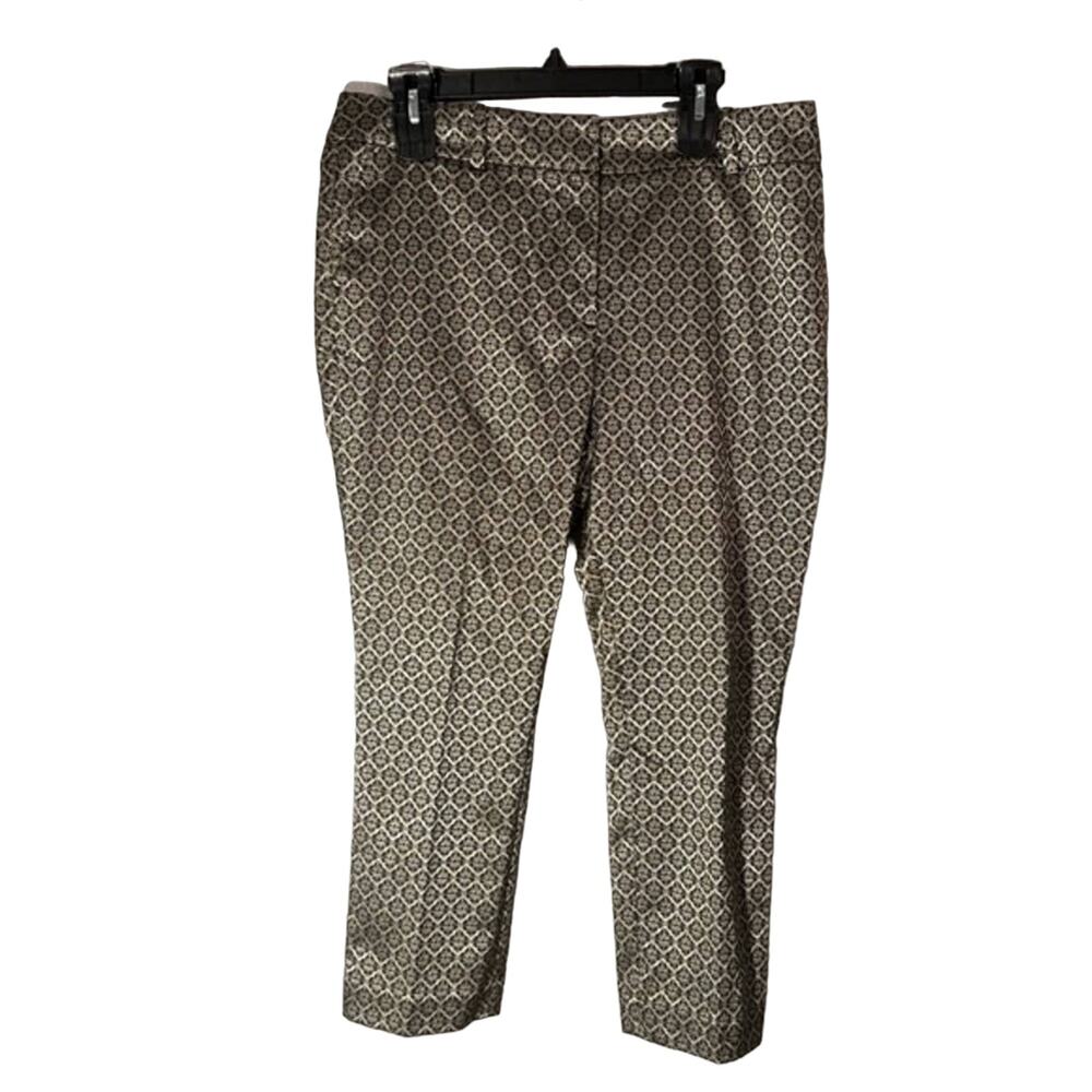 NWOT ann Taylor gold black damask cropped dress pants holiday celebration 12P